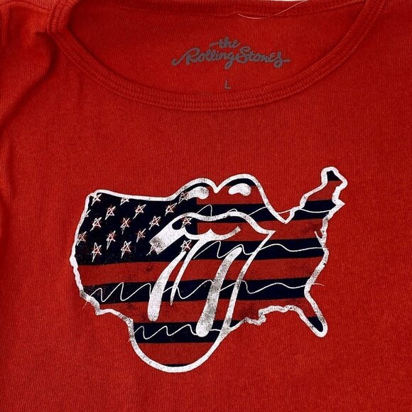 Bravado The Rolling Stones Sz Lg Red USA Ribbed Tank Raw Hem - Picture 3 of 9